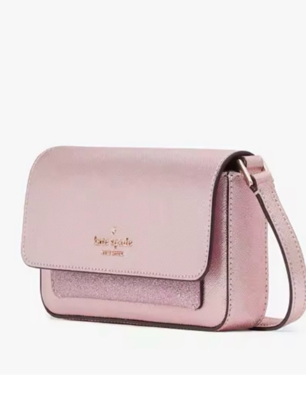 NWT Kate Spade Pink Glimmer Glitter Crossbody/Card Holder Duo